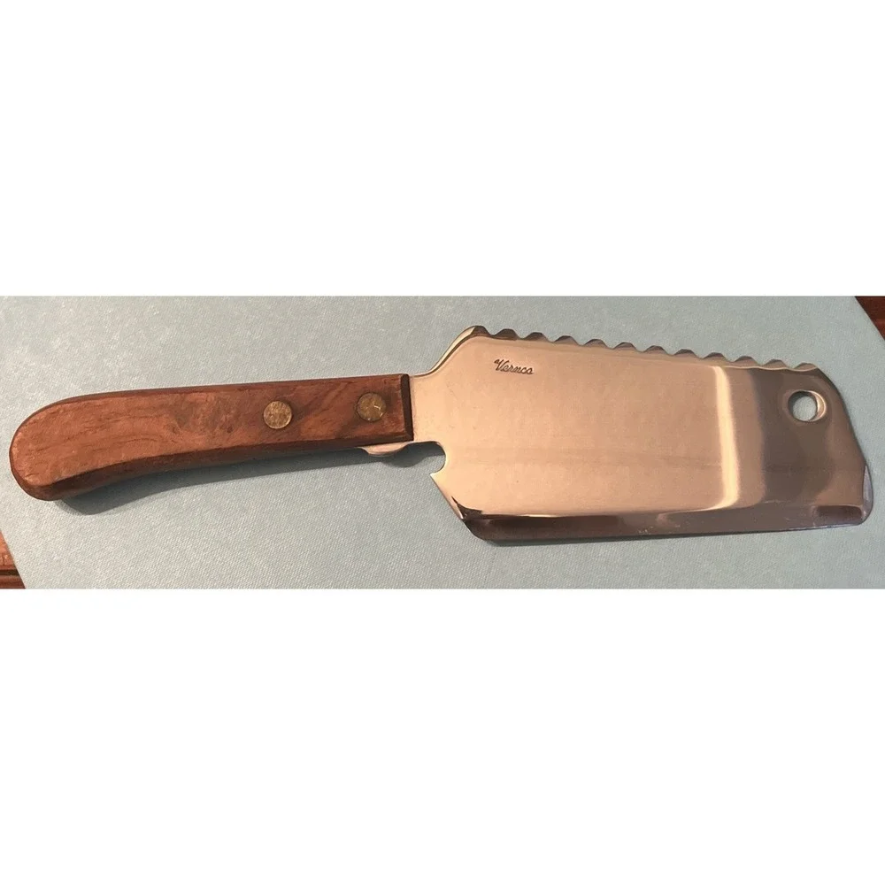 Vintage Vernco Meat Cleaver Tenderizer Hard  Wood Handle Original Edge